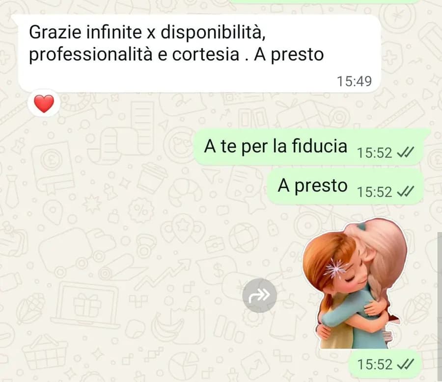 Grazie per disponibilità, professionalità e cortesia