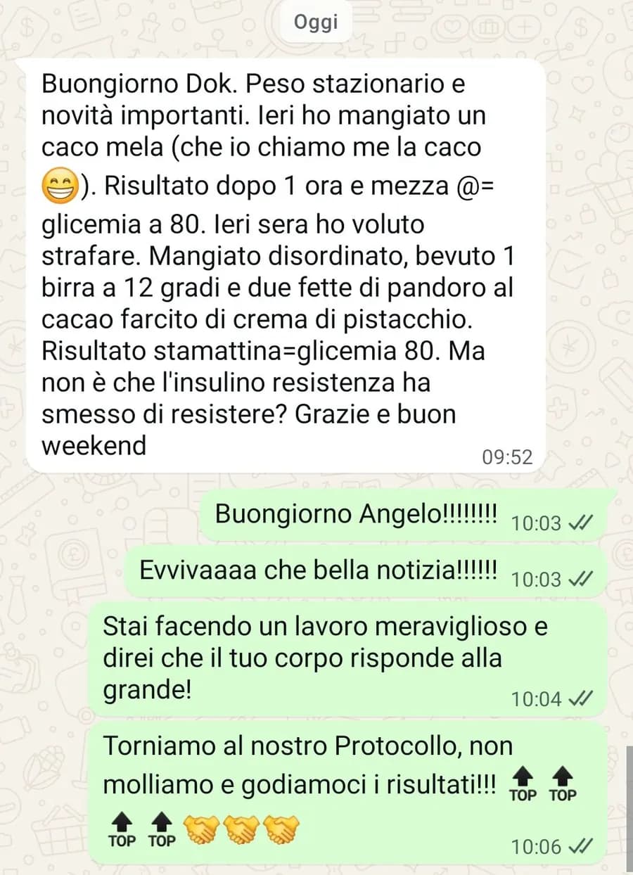 Insulino-resistenza: glicemia a 80 anche dopo uno strappo