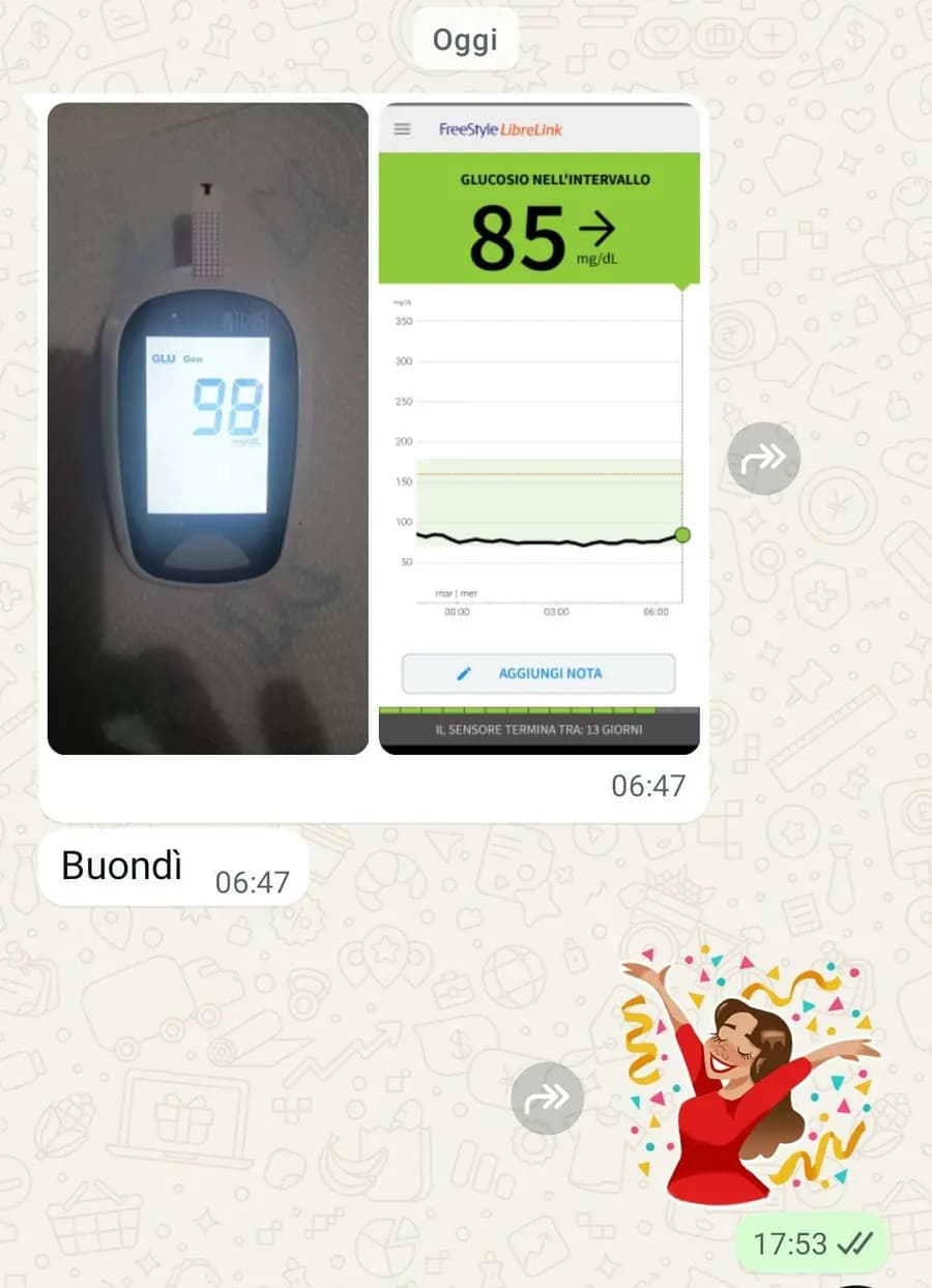 Sensore: glucosio stabile a 85